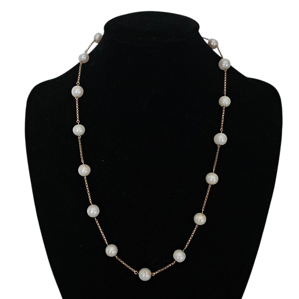 Peter Braun 14K Yellow Gold Multicolor Pearls Chain Necklace 17.25” long 13gr.